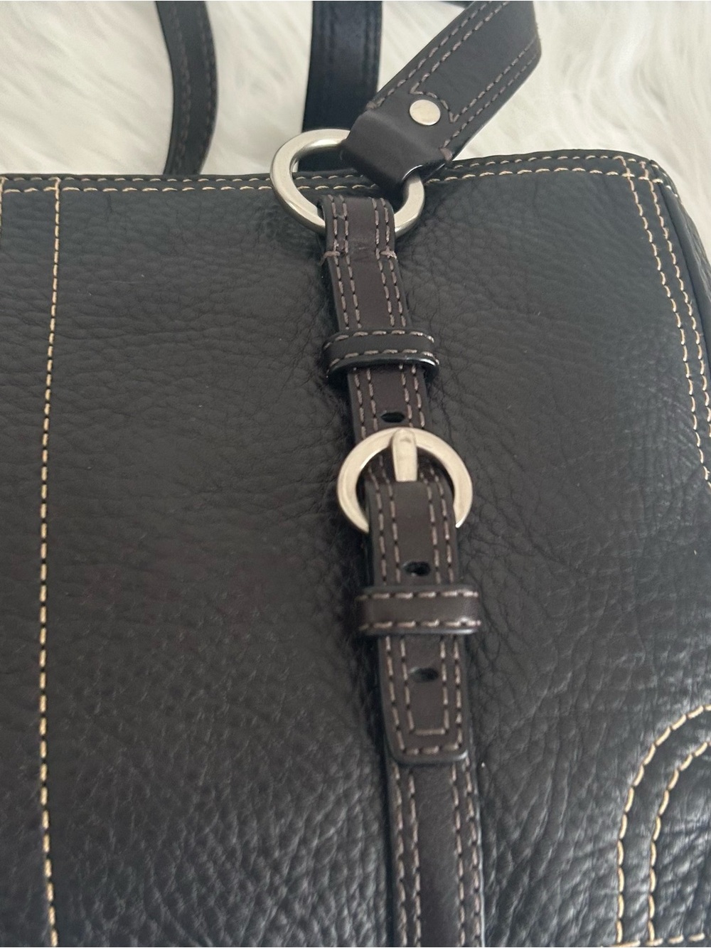 Coach Soho Black Pebbled Leather Buckle Tote Shoulder Bag Silver Hardware F12339 - Picture 10 of 13